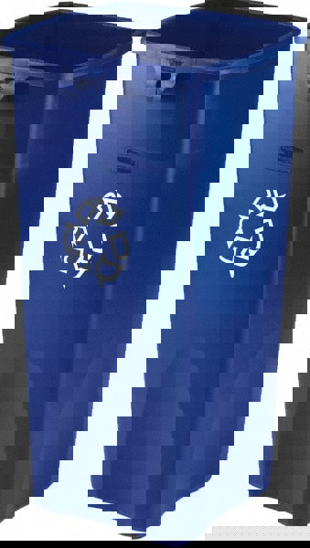 Untouchable Square Waste Receptacle, 23 gal, Plastic, Blue